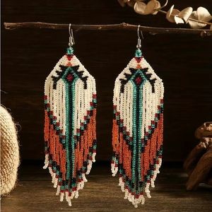 Beaded Aztec Dangle earrings